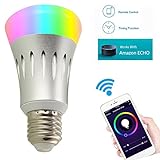 YUNI LED RGBW Lampe mit Fernbedienung, mit Amazon Alexa(Echo, Echo Dot) E27 Dimmbare Birne mit RGB...