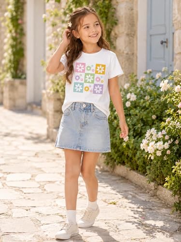 Image of Girls' Graphic Tees Summer Cute Tops Casual Short Sleeve Crew Neck T Shirts