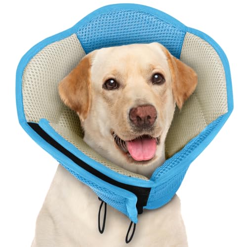 Image of AOFITEE Large Dog Cone - Adjustable Dog Cone to Stop Licking, Foldable Extra Large Cones Dogs for Wound Healing, Pet Elizabethan Cones Collar After Surgery, XL Fabric Pet Neck Collar, X-Large