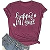 UNIQUEONE-Happy-Fall-Yall-T-Shirt-Women-Thanksgiving-Casual-Short-Sleeve-Funny-Tops-Tee UNIQUEONE Happy Fall Yall T-Shirt Women Thanksgiving Casual Short Sleeve Funny Tops Tee