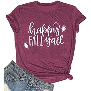 UNIQUEONE-Happy-Fall-Yall-T-Shirt-Women-Thanksgiving-Casual-Short-Sleeve-Funny-Tops-Tee UNIQUEONE Happy Fall Yall T-Shirt Women Thanksgiving Casual Short Sleeve Funny Tops Tee