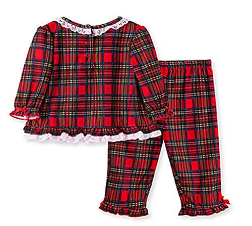Little Me Girls' Toddler Xmas Plaid Pajamas, 24 Months Red2