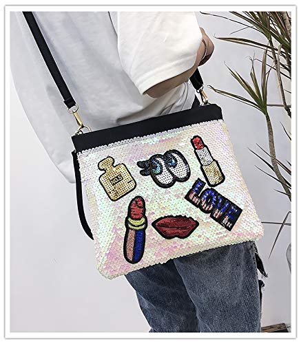 Image of MOCA Women's Stylish Trendy Elegant PU Sequins Mobile crossbody Clutch wallet Sling Shoulder Messenger bags for casual party evening ( Pinkish White )
