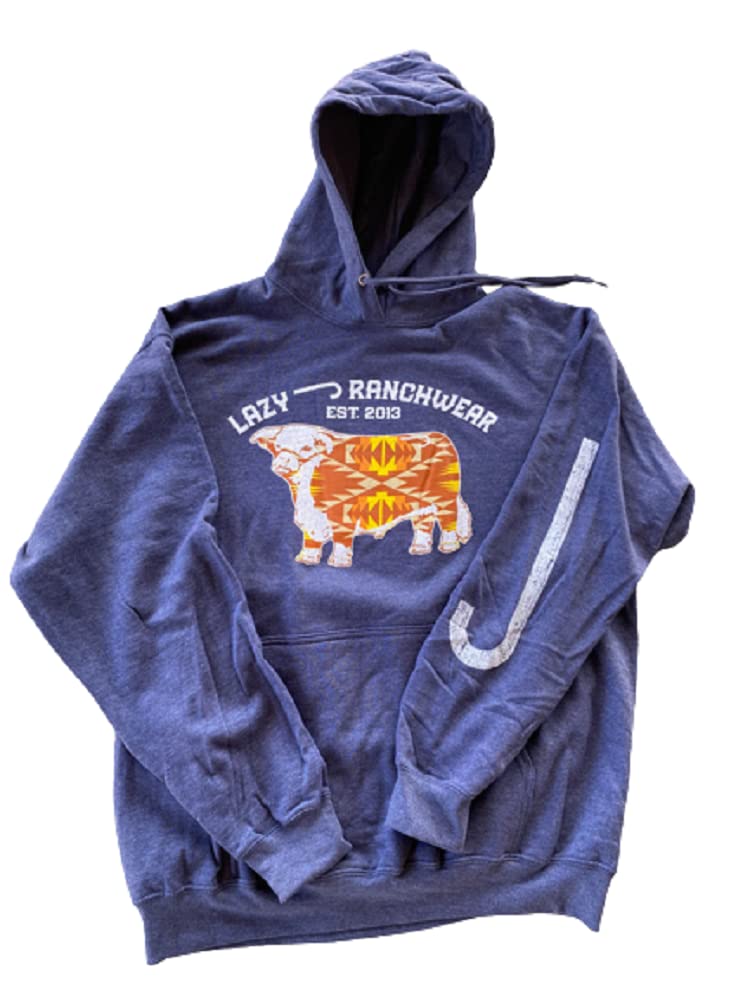 GenericLazy J Ranch Wear Hooded Blue Sweatshirt Drawstring hood, long sleeves Hoodie Apache Hereford Hoodie (XX-Large)
