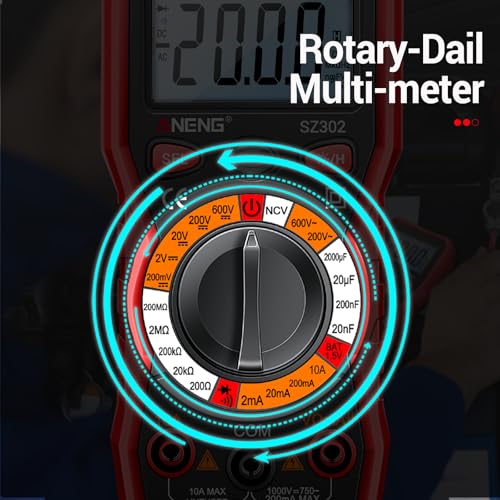 Image of ANENG Multimeter with Backlit LCD,Ohm Volt Amp Meter,Non Contact Voltage Tester Measures DC AC Voltage,Current,NCV,Resistance,Capacitance,Diodes,Flashlight Electric Tools for Automotive Battery Test