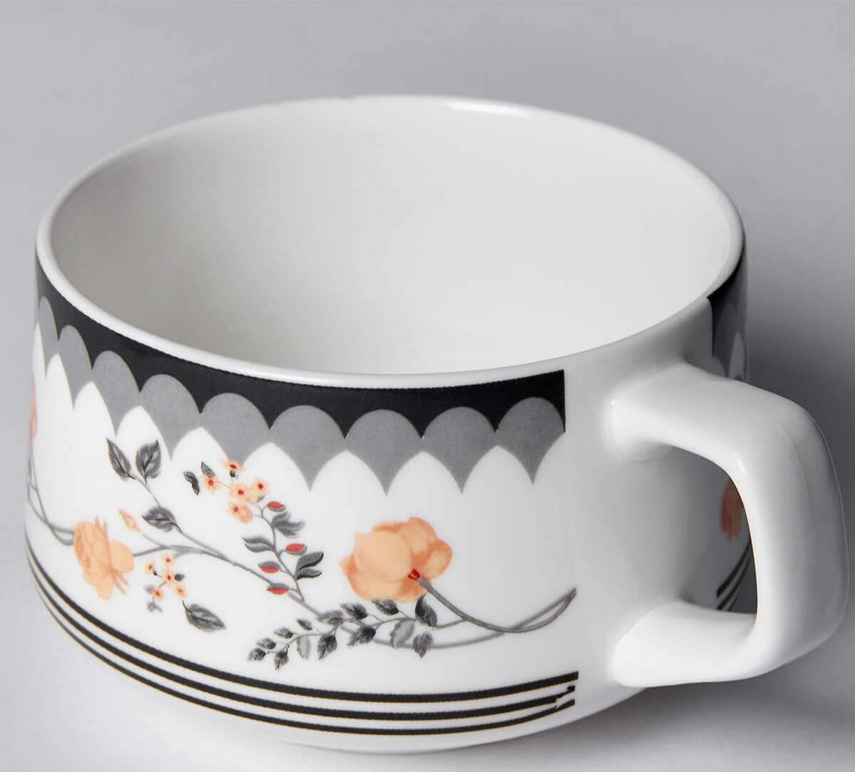 India Circus by Krsnaa Mehta Onyx Elegance Cup and Saucers for Tea & Coffee Set of 6 (6 Cups + 6 Saucers) | Home and Kitchen Dishwasher Safe | Ideal for Gifting Every Celebration | 180 mL Each 4