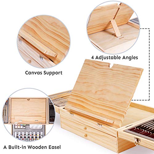 Paint Set,85 Piece Deluxe Wooden Art Set Crafts Drawing Painting Kit With Easel And 2 Drawing Pads, Creative Gift Box For Teens Adults Artist Beginners,Art Kit,Art Supplies #TOP4