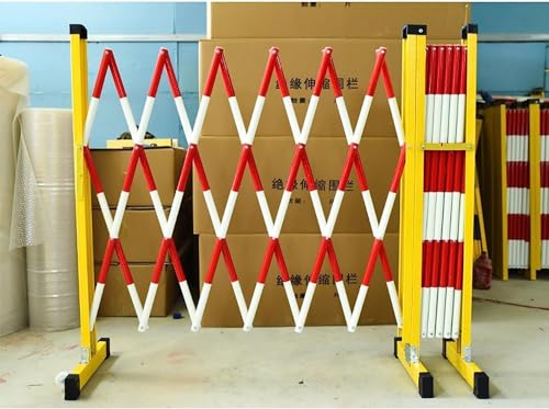 Ausziehbare tragbare Sicherheitsbarriere, 1,2 m x 4 m, Akkordeon-Zaun, Fiberglas und Metall, platzsparendes Design, Gelb, ideal für Veranstaltungen und Verkehrskontrolle