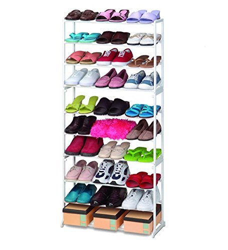 Image of OBBO 9-Layer Collapsible Shoe Rack | Space-Saving, Portable & Foldable Shoe Organizer with Durable Metal Frame | Compact Storage Shelf for Shoes, Slippers & Boots | Black