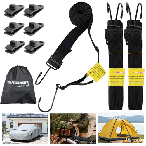 Car Cover Straps Wind Protector,3Pcs 118 Inch Adjustable Elastic Windproof Ropes Protect Car Cover from High Winds,Universal Fit Most Cars,Sedans,SUVs,Trucks,Vans,Caravans,Motorcycles,Boat