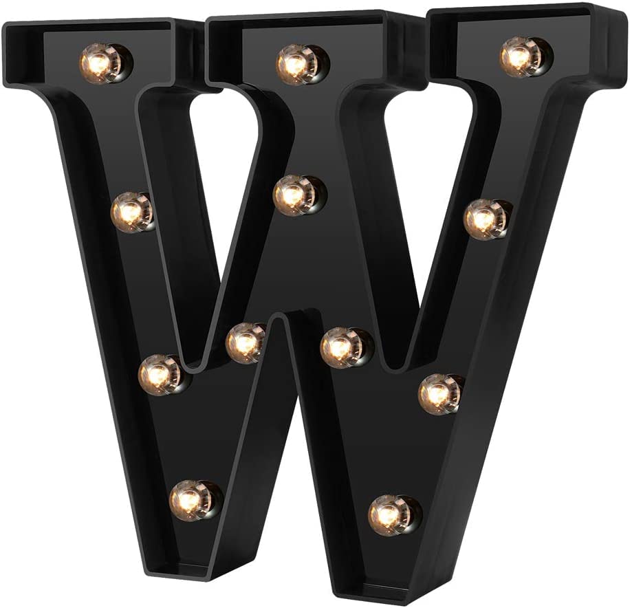 zhonghua LED Letter Lights, Alphabet Marquee Letters Sign LED Marquee Number Lights Sign for Night Light (W)
