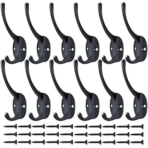 TRUBUY Ganchos Percheros De Pared, 12 Piezas Ganchos Antiguos Utilitarios de Metal Doble Cover