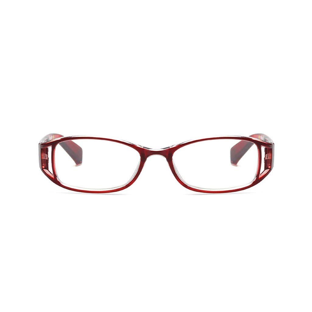 Wygodne damskie okulary do czytania, modne damskie prostokątne oprawki do okularów, okulary blokujące niebieskie światło (3 szt.) (Color : Red, Size : 2.5)