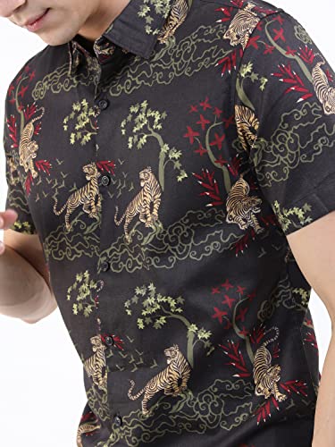 Image of Ketch Men Cotton Slim Fit Printed Half Sleeve Shirt