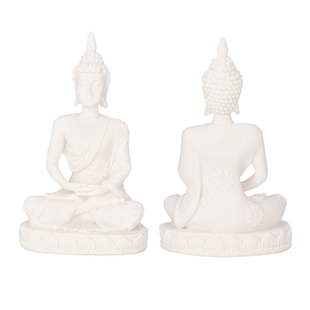 BTER Buddha Decor, Sandstone Resin Buddha Figurine Ornament Fine Workmanship for Table Ornament for Friends(white)