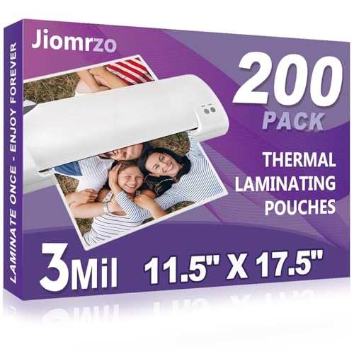 Image of 200 Pack Premium Laminating Sheets, 11.5 x 17.5 Inch, 3 Mil | Holds 11 x 17 Inch Sheets, Upgraded Clear A3 Thermal Laminating Pouches with Round Corner, for Laminator