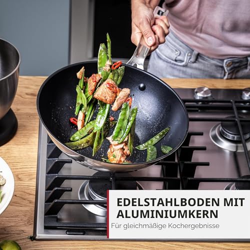 Foto von KitchenAid Stainless Steel 20cm, 24cm & 28cm Bratpfannen-Set, PFAS-Freie Gesunde Keramische Antihaftbeschichtung, Induktion, Ofen- und Spülmaschinenfest, Silber