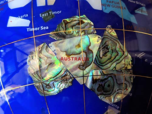 Unique Art Since 1996 14" Blue Lapis Gemstone Globe With Gold Stand #TOP5