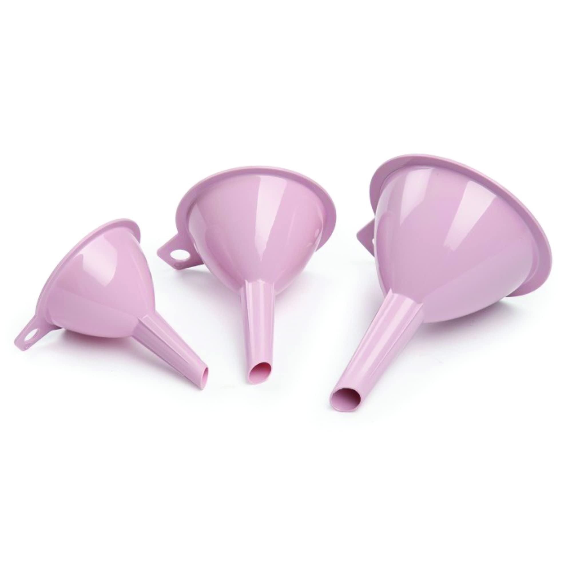 Set of 3 - Funnel for Liquid, Oil Transfer Plastic Funnel for Narrow Necked Bottles Kitchen Funnel for Liquid and Powder Transfer (Pink Funnel - 6.5/8/9.5cm)