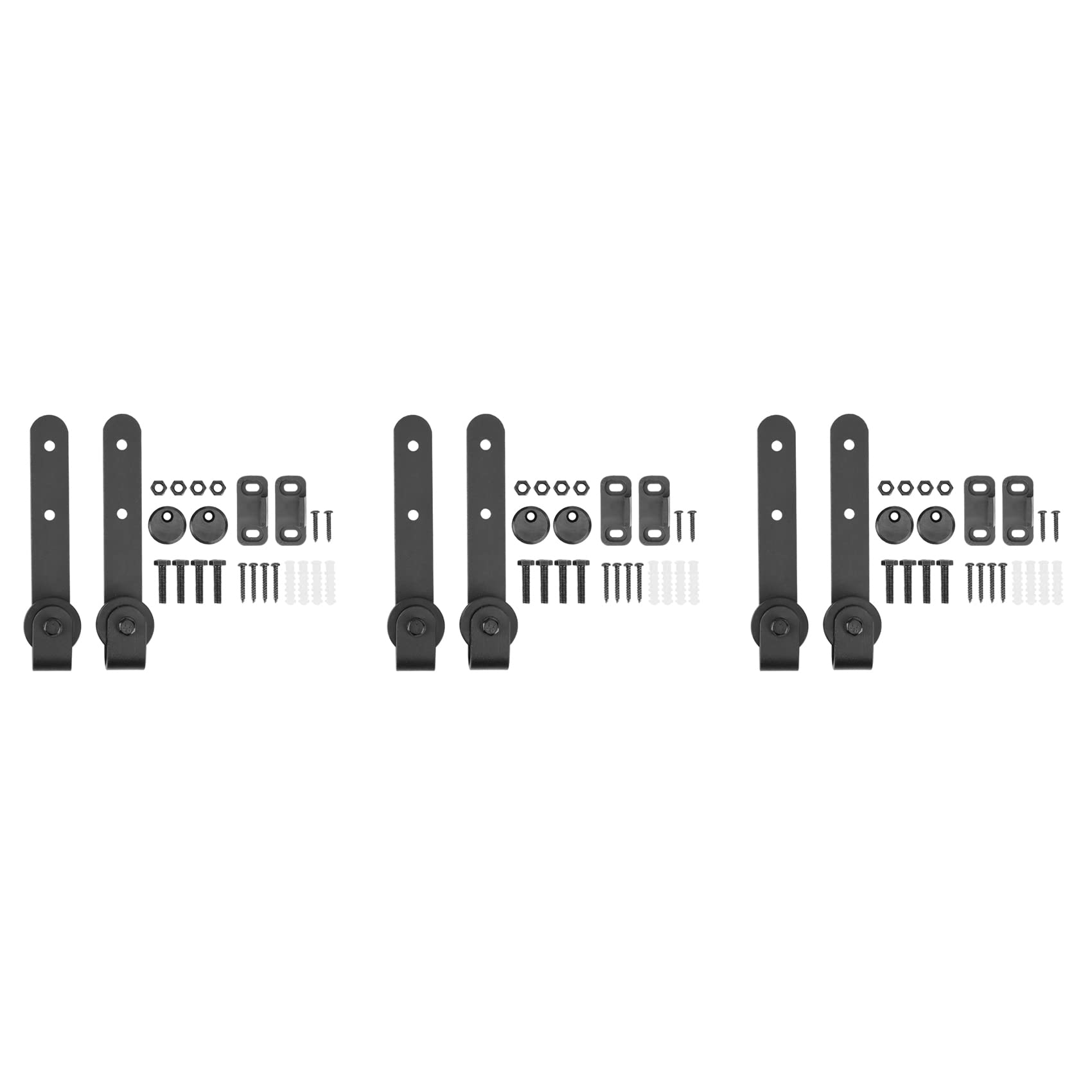 Jnchdghwa Black 3X Cabinet Sliding Barn Door Hardware Kit Super Mini Sliding Door Hardware Hardware Kit Top Mount Hanger Track Closet