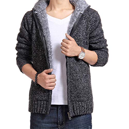 Hoodies for Men Heavyweight Fleece Sweatshirt - Full Zip Up Thick Sherpa Lined Outerwear (Dark Gray,Large)