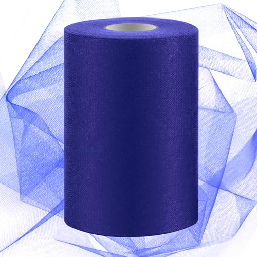Swpeet Bobine de tulle en polyester bleu royal, 15,2 cm x 91,4 m, bobine de tissu voile pour créations artisanales, fêtes d'anniversaire, mariages, décorations de...