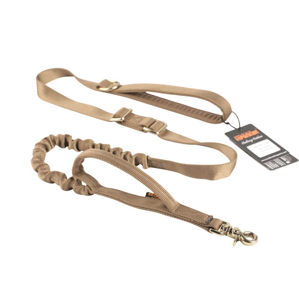 EXCELLENT ELITE SPANKER Correa de perro táctica resistente ajustable de 5 a 6 pies sin tirones de cuerda elástica con 2 asas de control acolchadas para perros medianos, grandes, XL