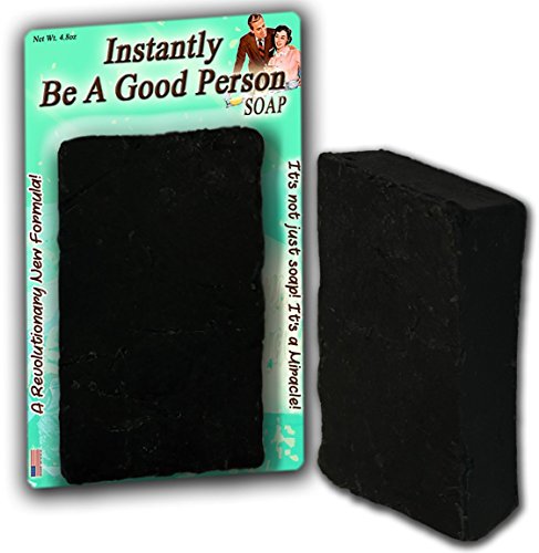 Instantly Be A Good Person Soap Black Bath Soap Pine Tar Scent Funny Vintage Gags For Women Men Novelty Soaps Unisex Secret Santa White Elephant Stocking Stuffers For Men Pine Tar Soap #TOP2