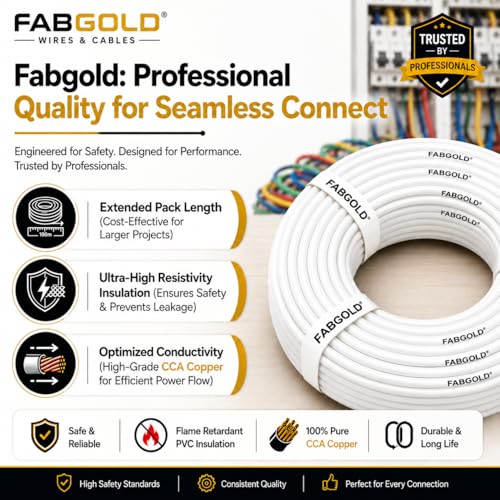 Image of 1.0 sqmm Single Core Copper Electrical Wire, 90 Meter (White) | Heat Resistant & Flame Retardant (FR) | Lead-Free LSH House Wire for Home & Industrial Use
