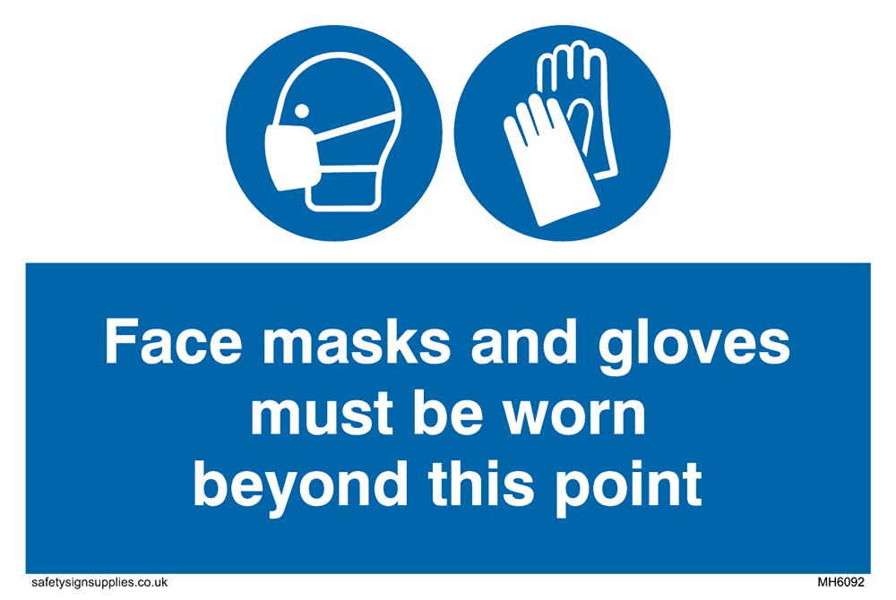 Pack of five - Face masks and gloves must be worn beyond this point Sign - 150x100mm - A6L