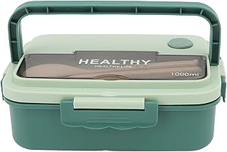 Plastic Lunch Box with 3 Compartments Wave Proof for Kids Adults Students Office Workers, Food Grade 1000ml Box for Outdoor Picnic