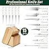 Knife Set, 15 Piece Premium Chef High Carbon Stainless Steel Kitchen Knife Block Set, Razor-sharp, Ergonomic Forged Triple Rivet Handle, Professional Knife Set for Kitchen, Dishwasher Safe(White)