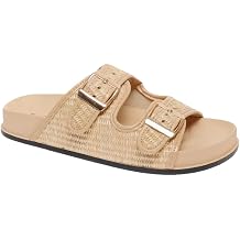 Pierre Dumas Women's Slide Sandals with Buckle Closure, Synthetic Rubber Sole