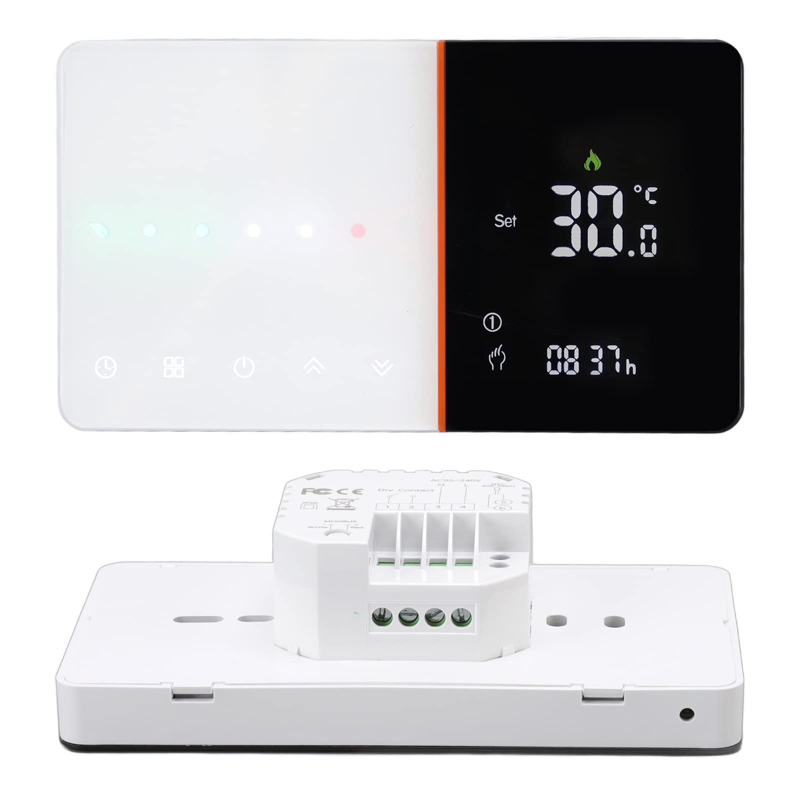 Cocoarm WiFi-Smart-Thermostat, Programmierbarer Digitaler Thermostat, AC 95 Bis 240 V, mit Temperatur, Luftfeuchtigkeit, PM2,5-Display, Sprachsteuerung für Gaskessel, Heimbüro