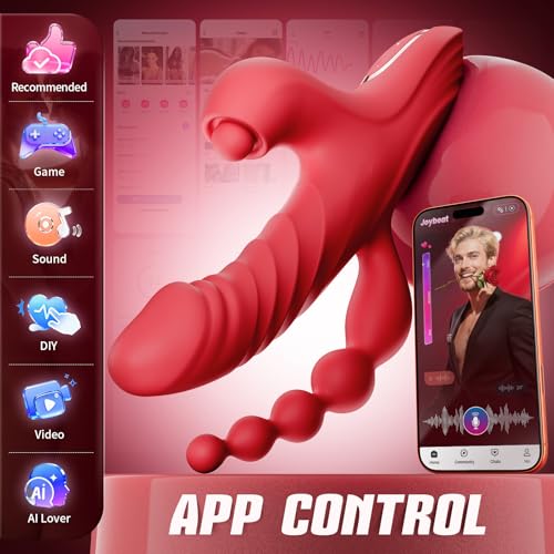 Image of Toendi Anal Beads Vibrator Sex Toys, Thrusting Vibrator Adult Toy for Women | Thrusting Vibrator 5 Tapping 10 Vibration & 7 Thrusting, Clitoral G Spot Stimulation, Rabbit Vibrators Dildo for Woman Couple