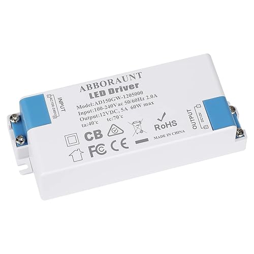 Miniatura 9 de Fuente de alimentación del controlador LED 12V 60W Controladores LED Transformador 100-240V AC a 12V DC Salida de bajo voltaje para tiras de luces,