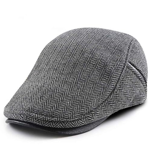 JNKET Autumn Winter Men Women Flat Cap Fashion Leisure Newsboy Hats Driving Cap (US, Alpha, One Size, Medium, Dark Grey)