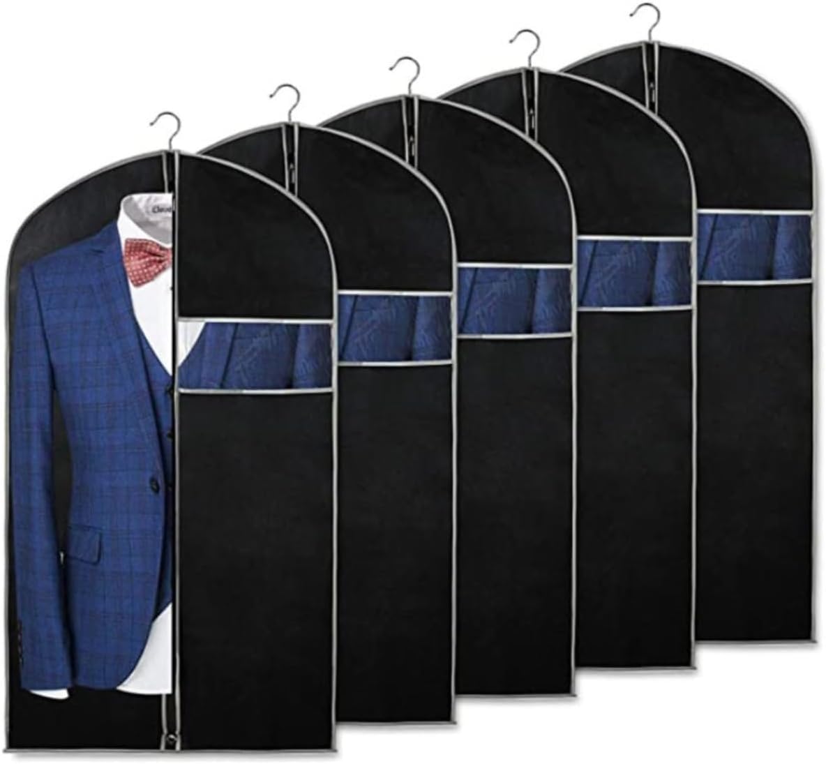 Garment Bag Suit Bag for Hanging Clothes,40'' Dress Bag for Closet Storage and Travel with Clear Window,Dress Cover Suit Cover Bags for Suits,Coats,Jackets,Black