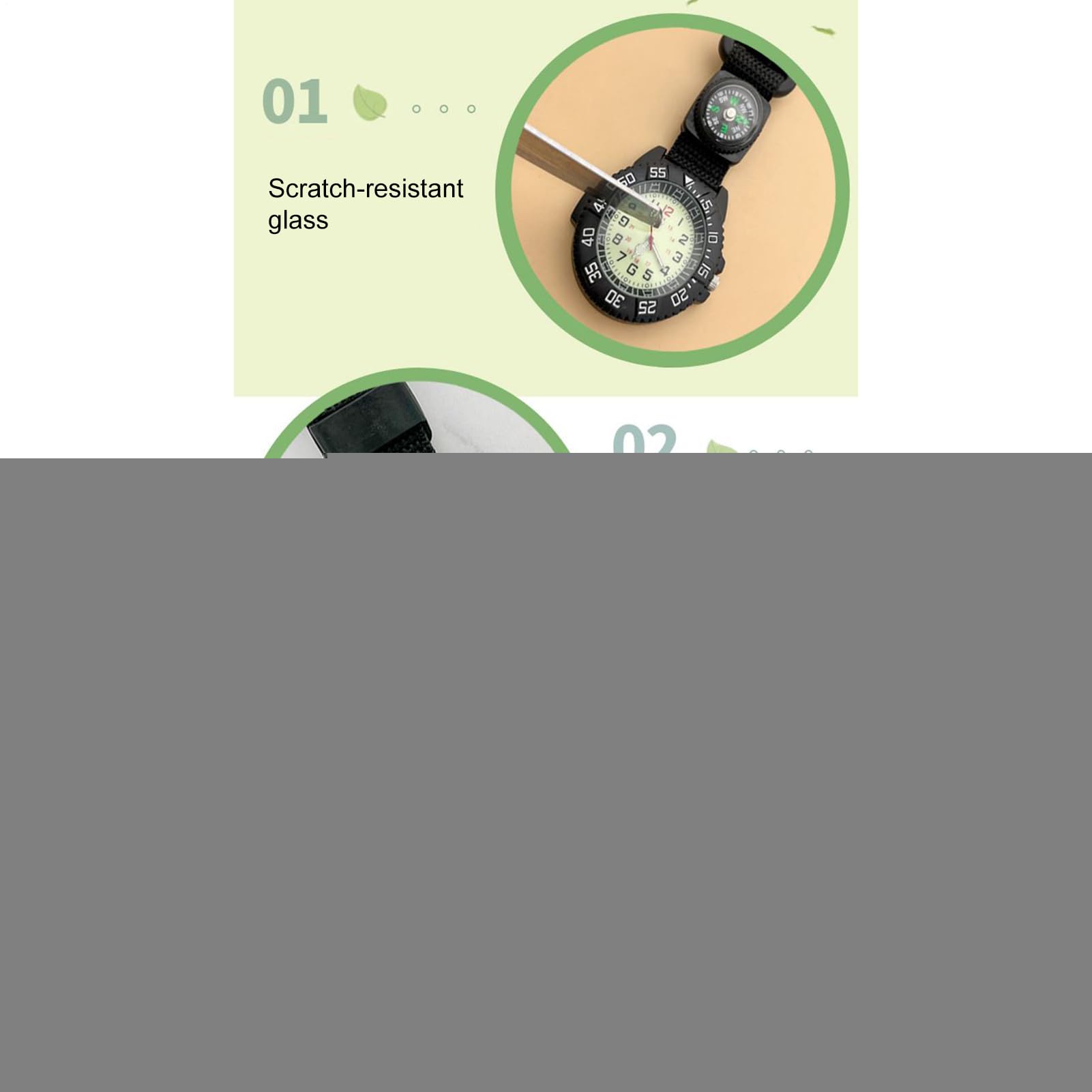 Montre à Glow Compass – Outil de Sport de Plein air, Horloge de Poche à Quartz étanche, Montre d'aventure avec Bracelet en Nylon | Idéal pour la randonnée, Le Camping, l'escalade, la natati