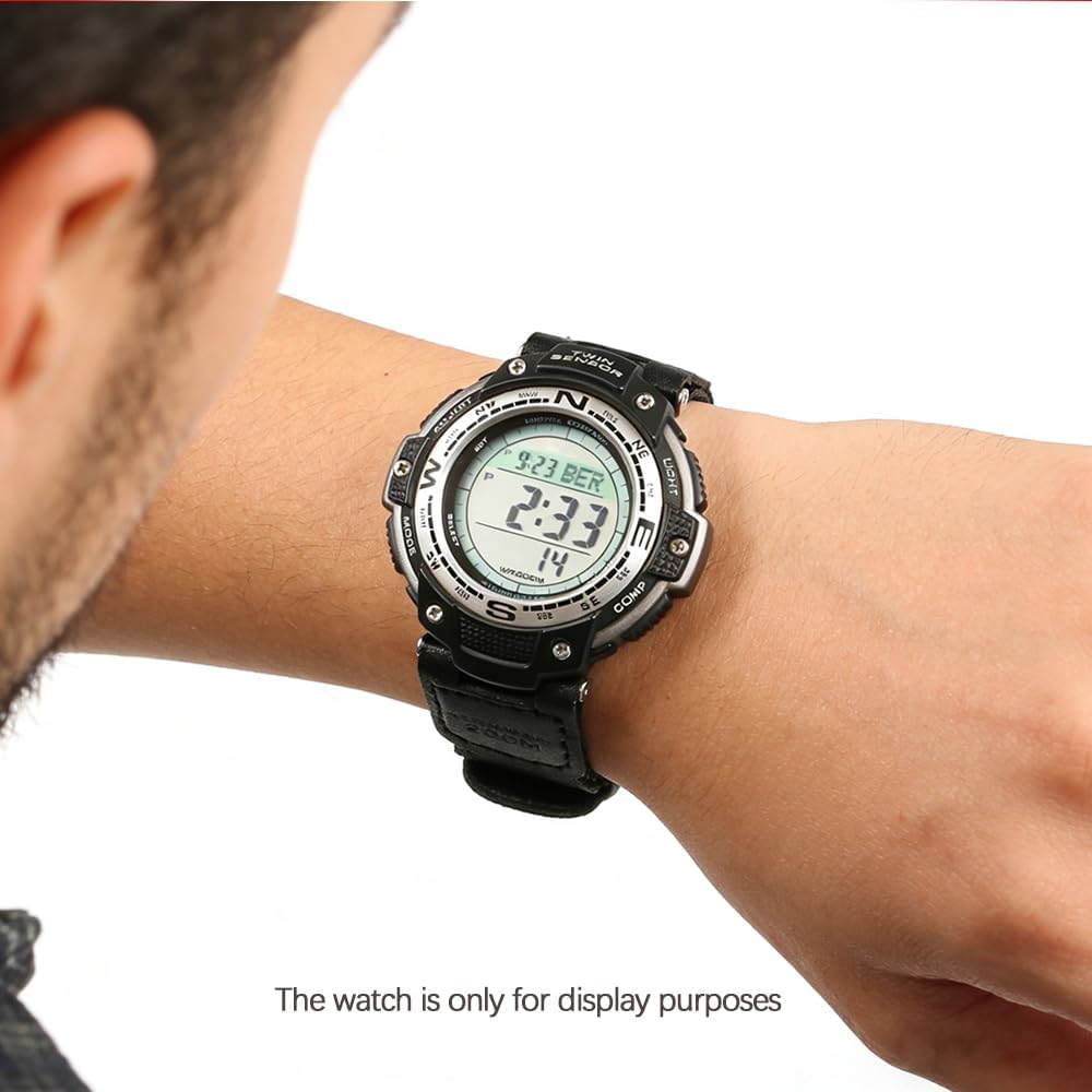 Heavy Duty Nylon Watch Band Compatible with Casio SGW-100 SGW100 GW3000B GW3500B, Cloth Leather Strap,Sweatproof & Tear-Resistant, Ideal for Hiking Camping Running Activities