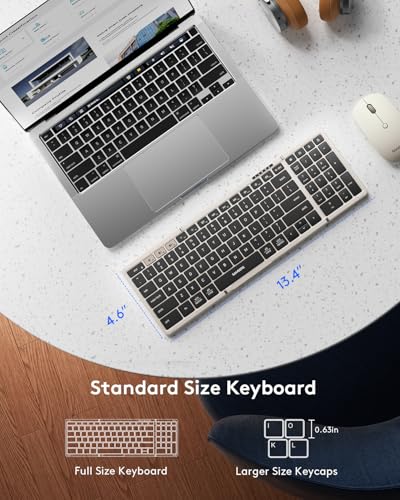 Image of Foldable Keyboard and Mouse, Samsers Folding Bluetooth Keyboard Combo, 2.4G + BT5.0 x 2, Full-Size Portable Travel Keyboard & Rechargeable Wireless Mouse for Windows Android iOS Mac OS, Starlight