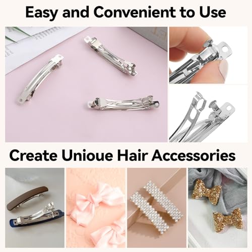 20 piezas de pinzas para el cabello frances en metal plateado de 3 pulgadas miniatura 5