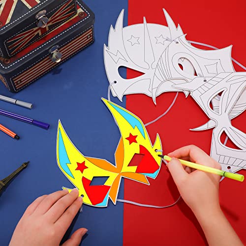 Sosation SOSATION-HERO BLANK-19 36 Pcs Color Your Own Hero Masks Diy Paper Masks Craft Blank Graffiti Masks With Ropes For Kids Birthday Party thumb #3