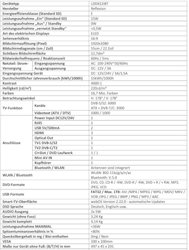 REFLEXION LDDX22IBT Smart LED Fernseher, LG webOSHub, 55 cm/22 Zoll, Rahmenloser Wohnwagen/Wohnmobil/Camping/Caravan/Boot/LKW TV, Slimline, 12/24/230 Volt, Full HD, Triple Tuner, Bluetooth, WLAN – Bild 3