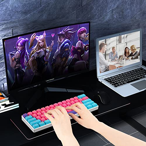 Image of Fogruaden 60% Mechanical Keyboard, 61 Keys Gaming Keyboard, RGB Backlit, Ultra-Compact 60 Percent Wired Keyboard for Win /Mac PC Gamer, Easy to Carry on Trip (Pink, Red Switch)