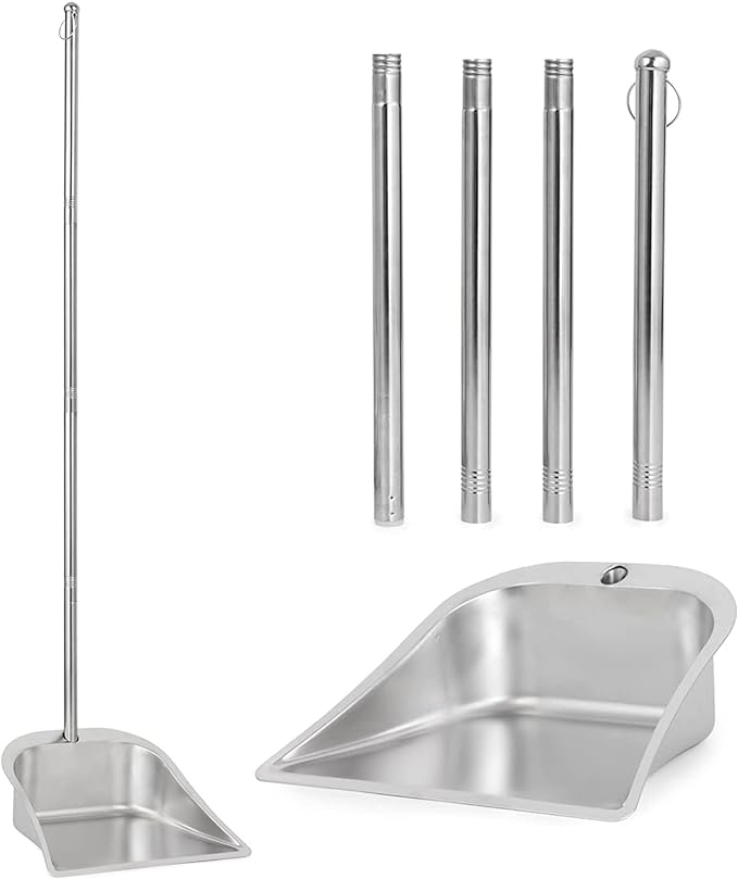 Heavy Duty Dustpan with Long Handle, VOOWO 43" Stainless