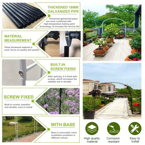 Arche de rose en métal durable pour support de plantes grimpantes