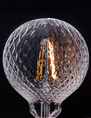 Harwez Vintage Edison Led Bulbs, Dimmable 4W Globe G125/G40, 2200K Warm White Ambient Mood Lighting For Decoration, Squirrel Cage Filament, Clear Figure Glass Led Light Bulbs, E26 Medium Base, 1 Pack #TOP2