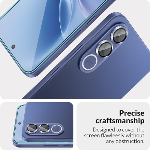 Image of FIRST MART Tempered Glass for Vivo V70 5G with Blue Camera Ring Guard & Installation Kit | HD Clear Edge-to-Edge Screen Protector, Scratch Resistant, Case-Friendly | Pack of 1