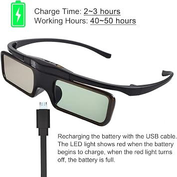 RF 3D Glasses Active Shutter RF 3D Glasses Rechargeable RF 3D TV Projectors 3D Movies Games Active Shutter RF 3D Glasses for Sony Epson Toshiba Sharp's RF 3D TV